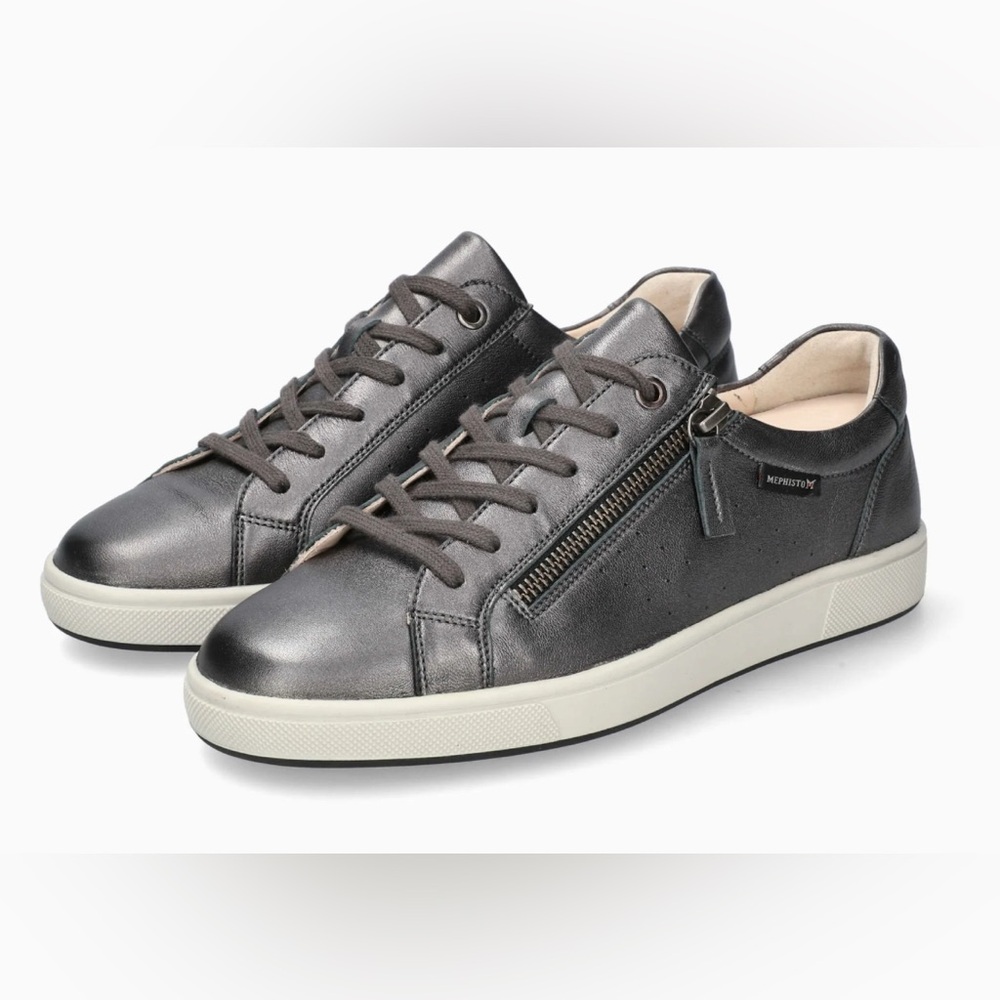 Mephisto Nikita Women’s Metallic Leather Sneakers with Zipper - Size 6.5